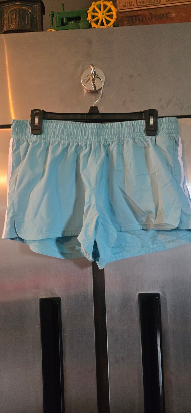 Adidas Primegreen Womens Athletic Shorts Light Blue Size L
